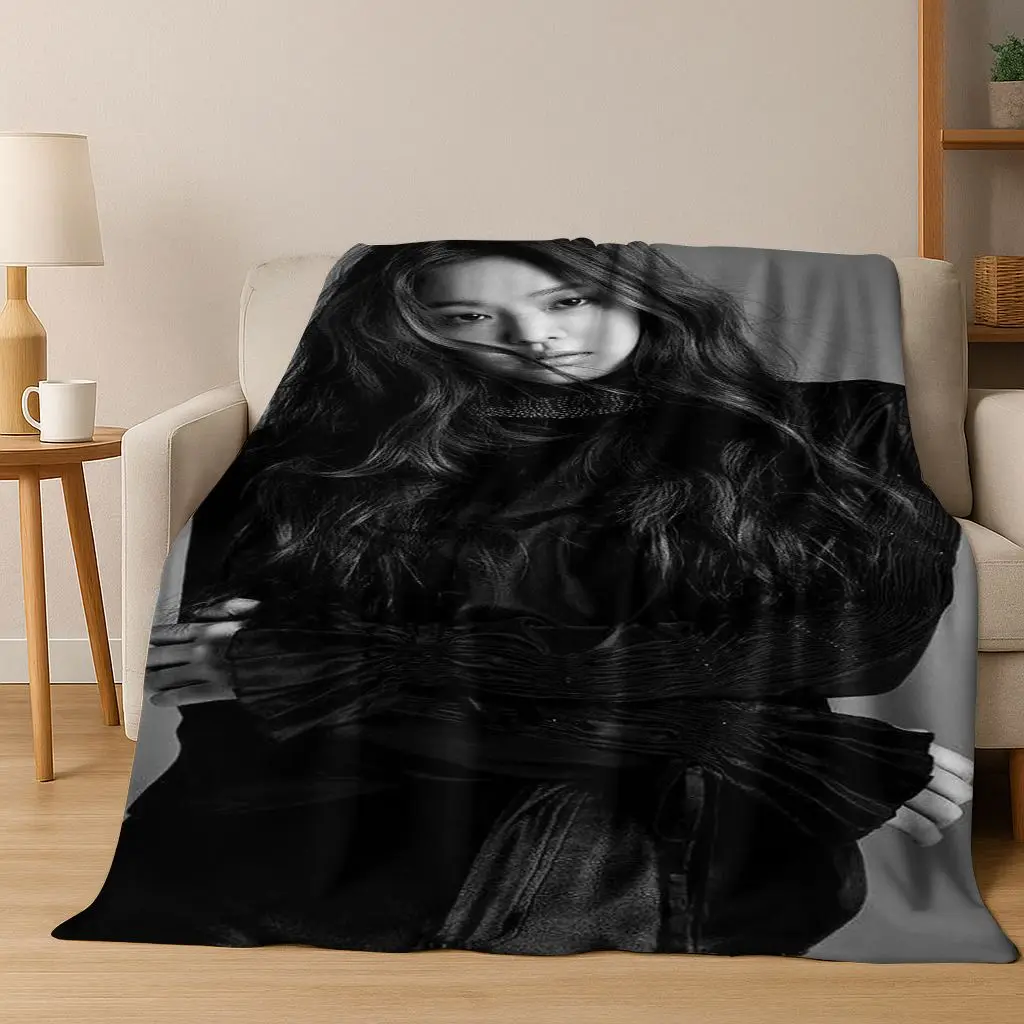 ثلاثية الأبعاد جيني كيم Kpop B-أسود الوردي المغني ستار الفانيلا بطانية لينة رمي بطانية للسرير غرفة نوم غرفة المعيشة السفر نزهة هدية #4