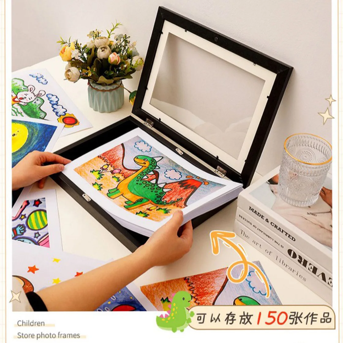 1pc Flip photo frame 8inch children\'s art frame picture storage KidsA rt magnetic picture frame