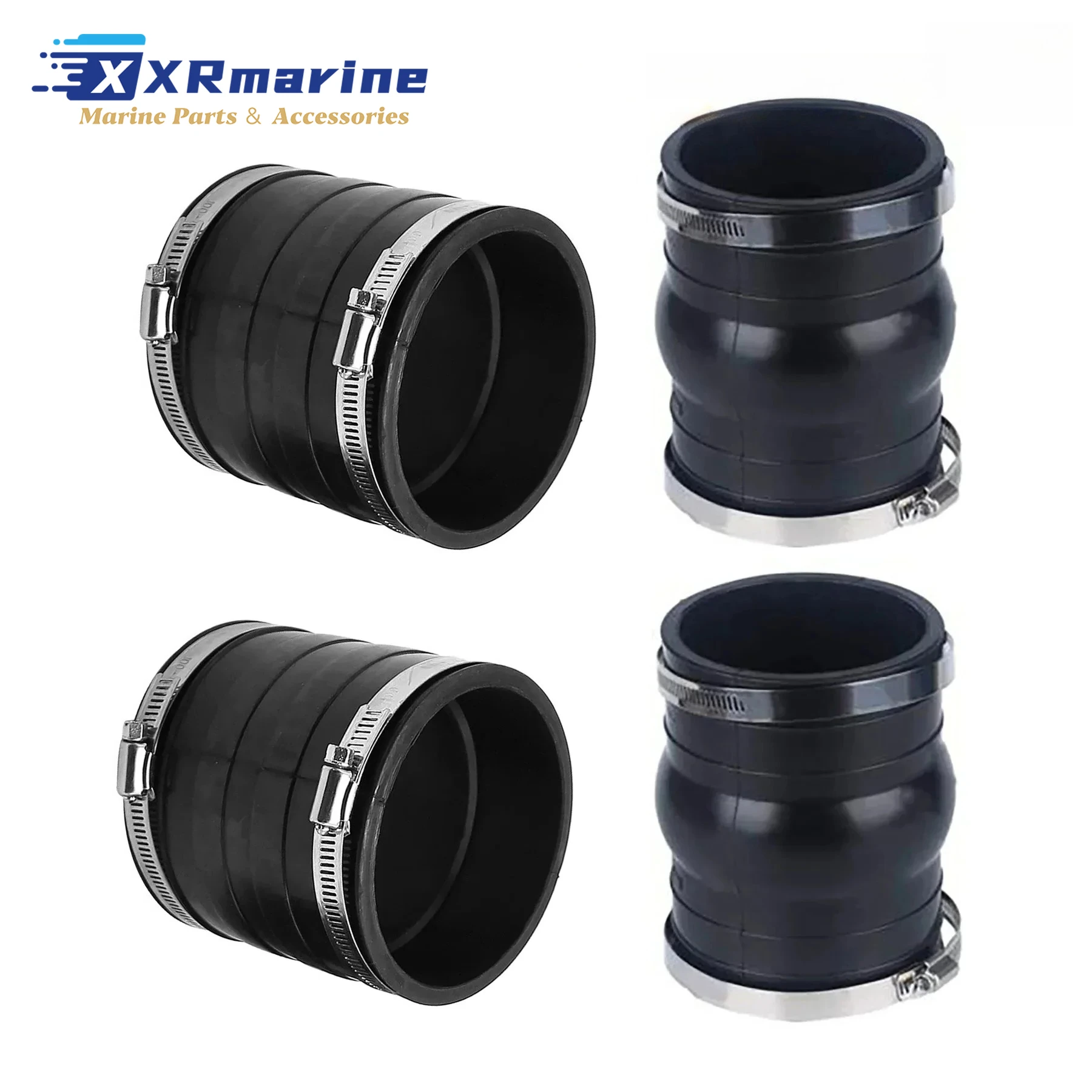 2 Pcs Exhaust Hose Bellows 3852696 3852741 for Volvo Penta V6 V8 4.3L 5.0L 5.7L 5.8L 7.4L 8.1L Motor 3863450 18-2779 18-2780