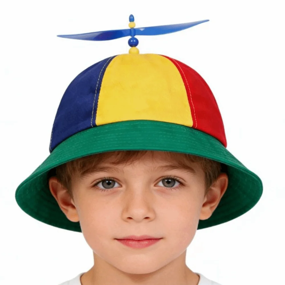 Detachable Propeller Baseball Cap Cotton Color-block Bamboo Dragonfly Cap Rainbow Design Sunscreen 3