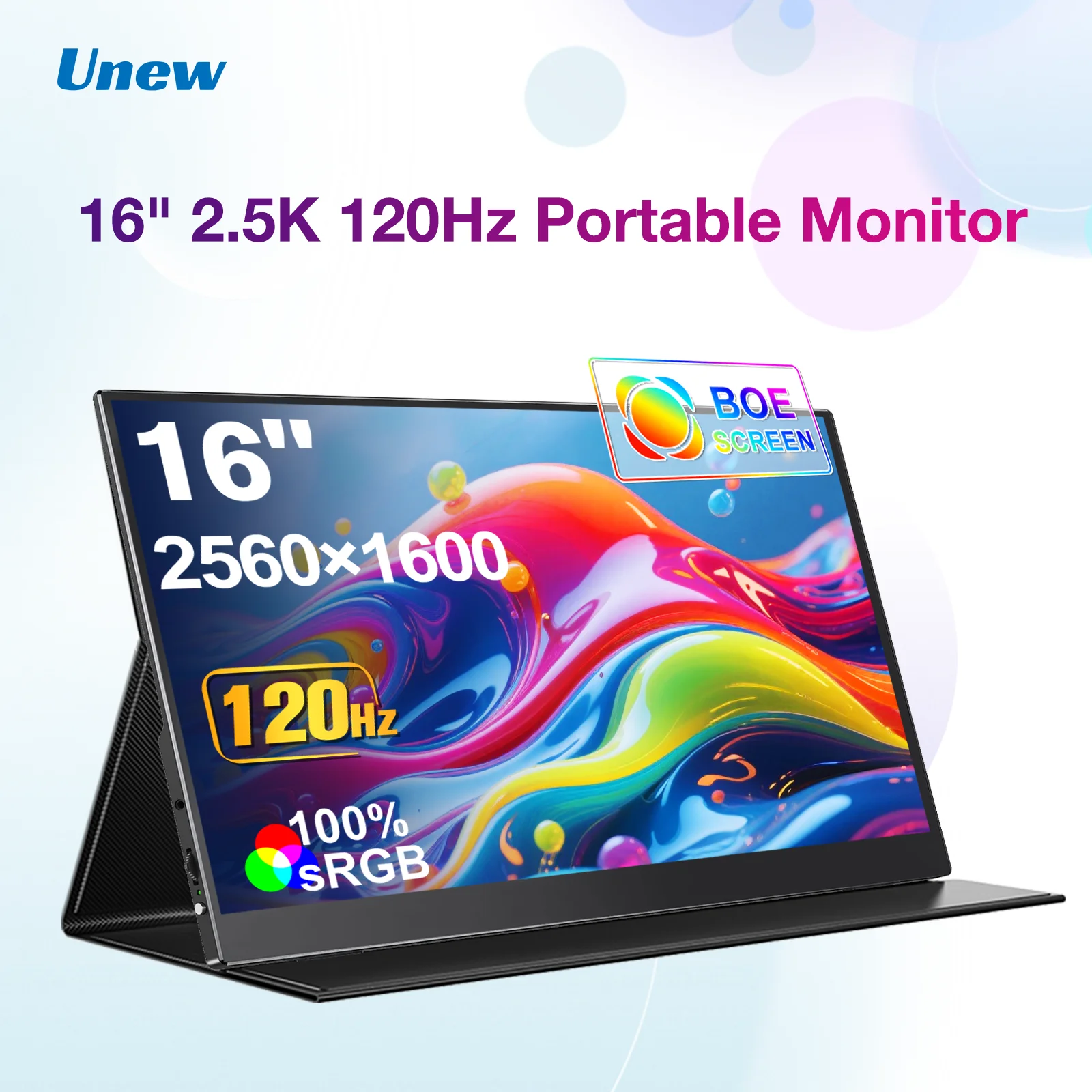 16 inch 2.5K 120Hz Portable Monitor IPS 100% sRGB with HDMI/Type-C/Speakers