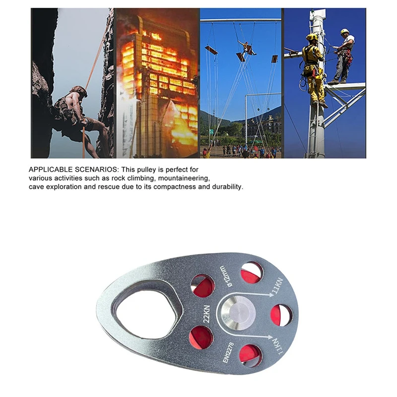 ABKW-Rock Climbing Pulley Aluminum Alloy 22KN Light-Weight Portable Heavy Duty Single Fixed Swing Pulley