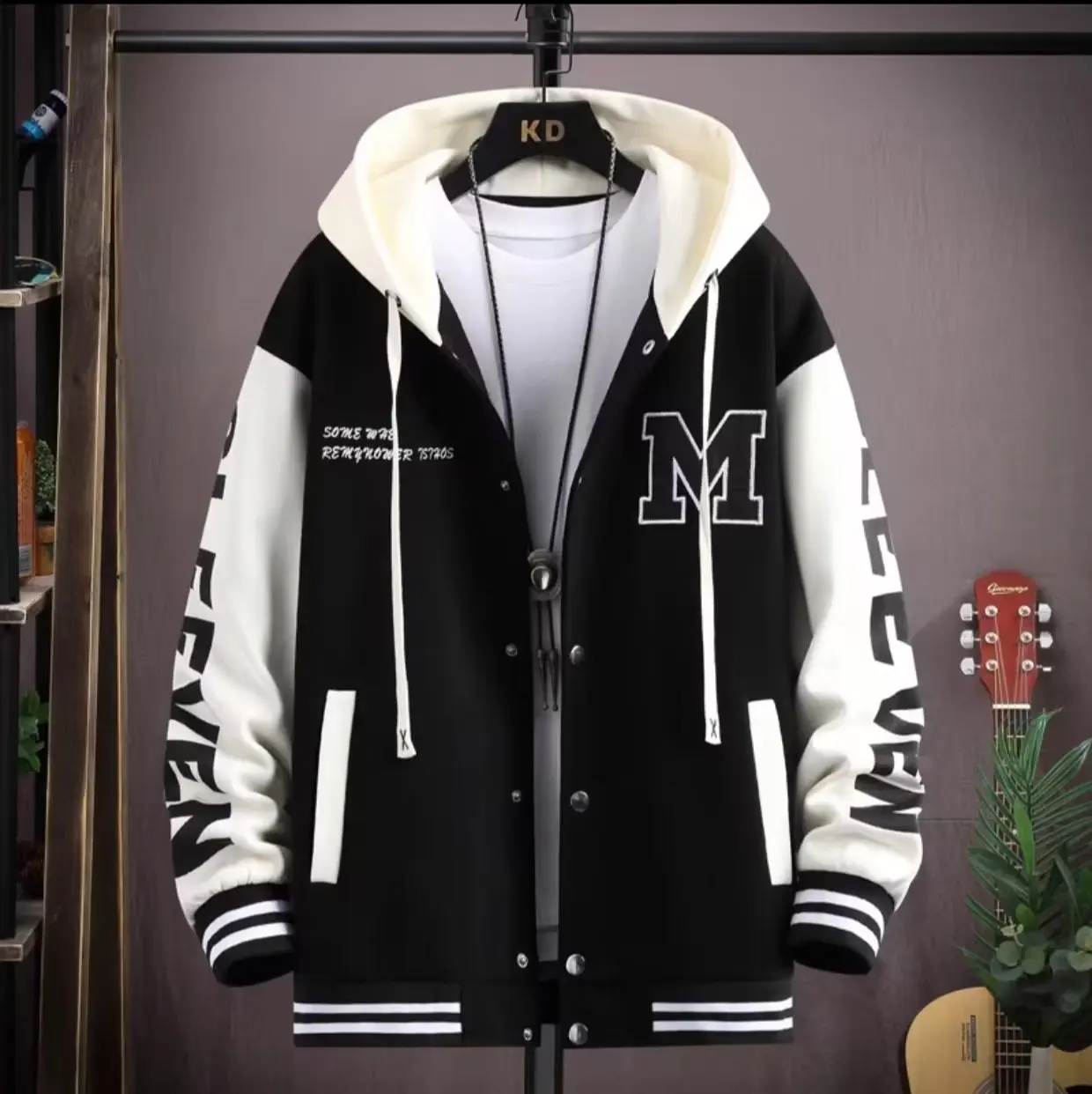 Men\'s Hooded Baseball Jersey Autumn Korean Casual Hooded Jacket Harajuku High Street Fashion Men\'s Clothing High Quality Coat