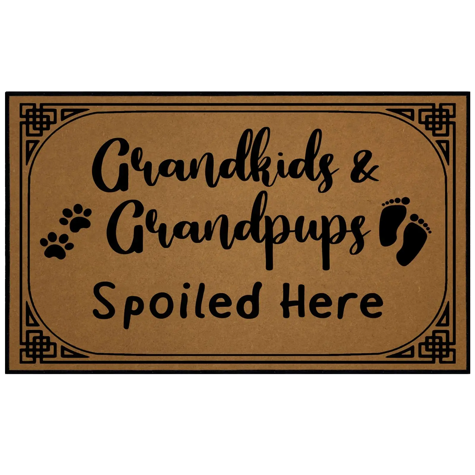 Grandkids and Grandpups Spoiled Here Door Mats For Floor Rubber Anti-Slip Funny Entrance Doormat Outdoor Welcome Mat