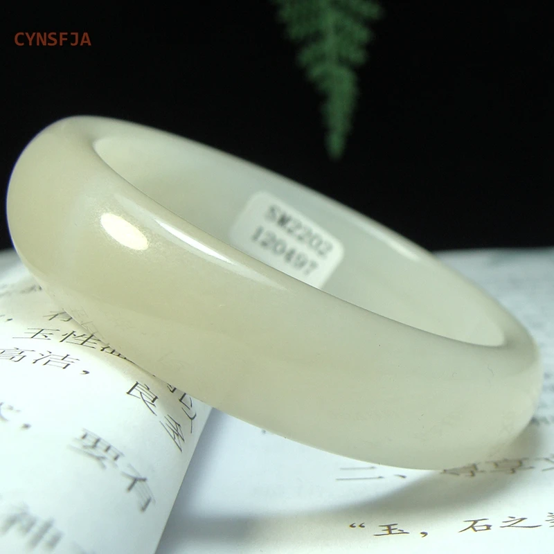 CYNSFJA New Real Rare Certified Natural Hetian Jade Women's Lucky Amulet Jade Bracelet Bangle Inner 52mm High Quality Best Gifts