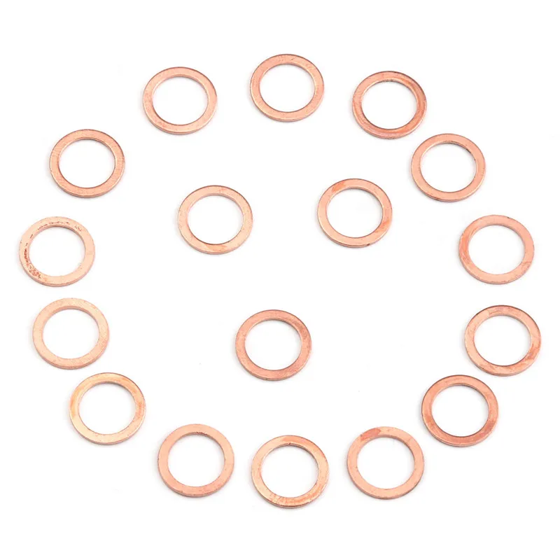 50Pcs Copper Sealing Washer Gasket M10*14*1 Sump Plug Oil For Boat Crush Washer Flat Seal Ring Fitting