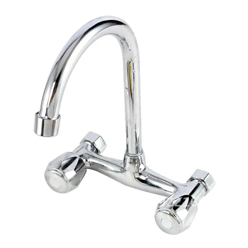 

Double Mounted Kitchen Faucet Wall Handle Sink Basin Tap Cold hot Water Dual Bathroom Sink Wash Water Hole Tap Mixer Basin Tap