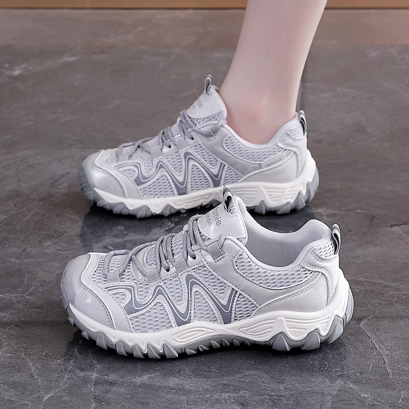 Women's Summer Versatile Dad Shoes Casual Breathable Mesh Thick Soled Sports Shoes Height Increasing Comfortable Footwear