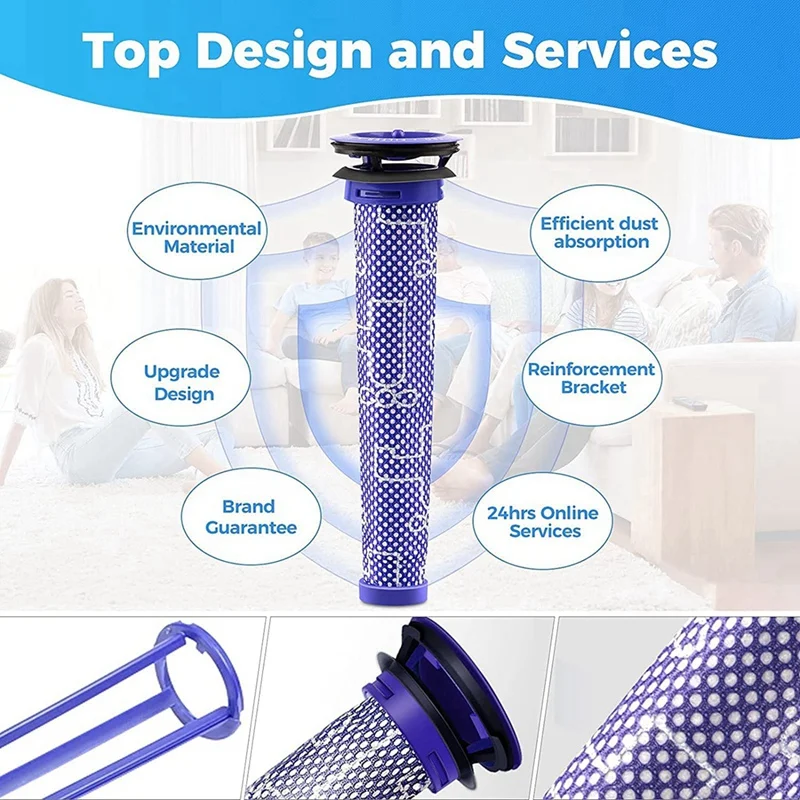 2 pak penggantian pra Filter untuk Dyson Filter vakum untuk Dyson V6 V7 V8 DC59 DC58 menggantikan bagian 965661 01