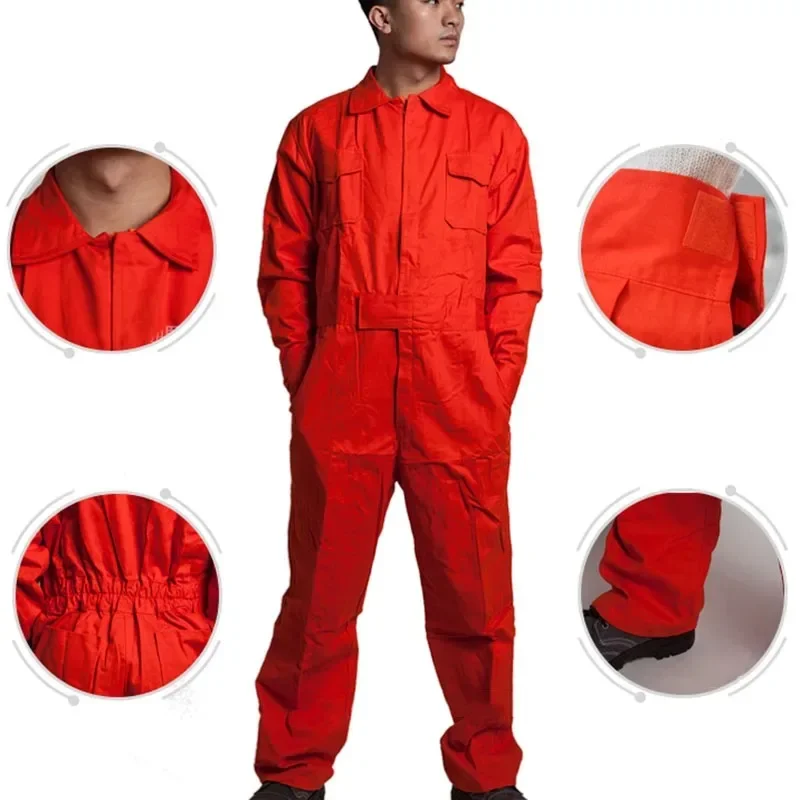 Men Work Overalls Long Sleeve Working Coveralls Comfortable Cotton Labor Uniforms Workwear Repairman Auto Repair Pls Size S-4XL