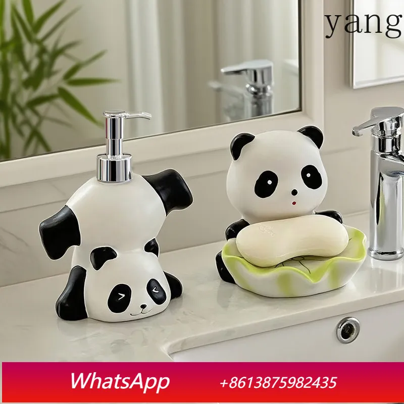 

LH Cute Panda Drain Soap Box Washstand Soap Liquid Bottle Decorative Ornament