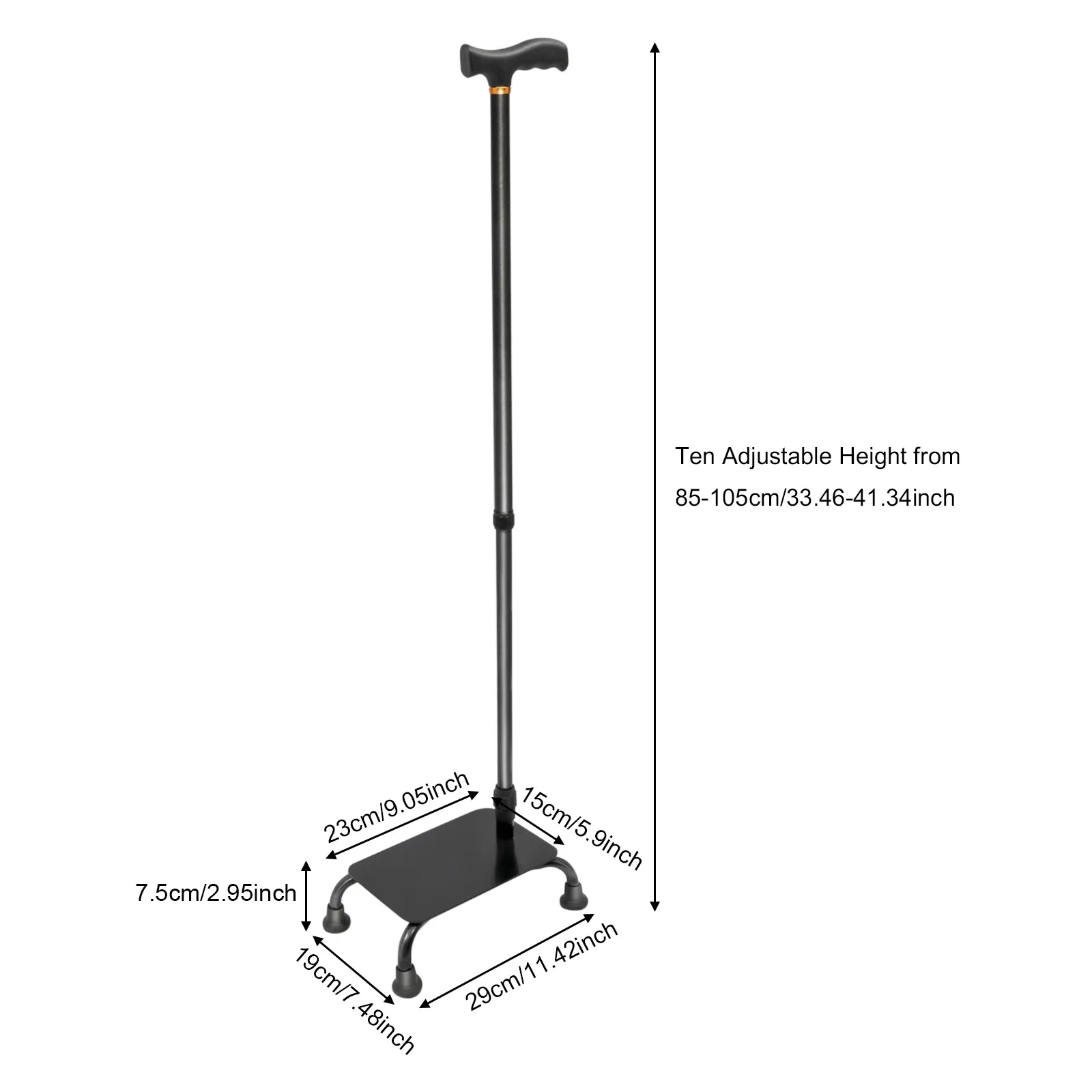 Stair Climbing Cane Half Step Lifts Aid Seniors Balance Walking Sticks Quad Base Seat Adjustable Helper to Walk Up and Down