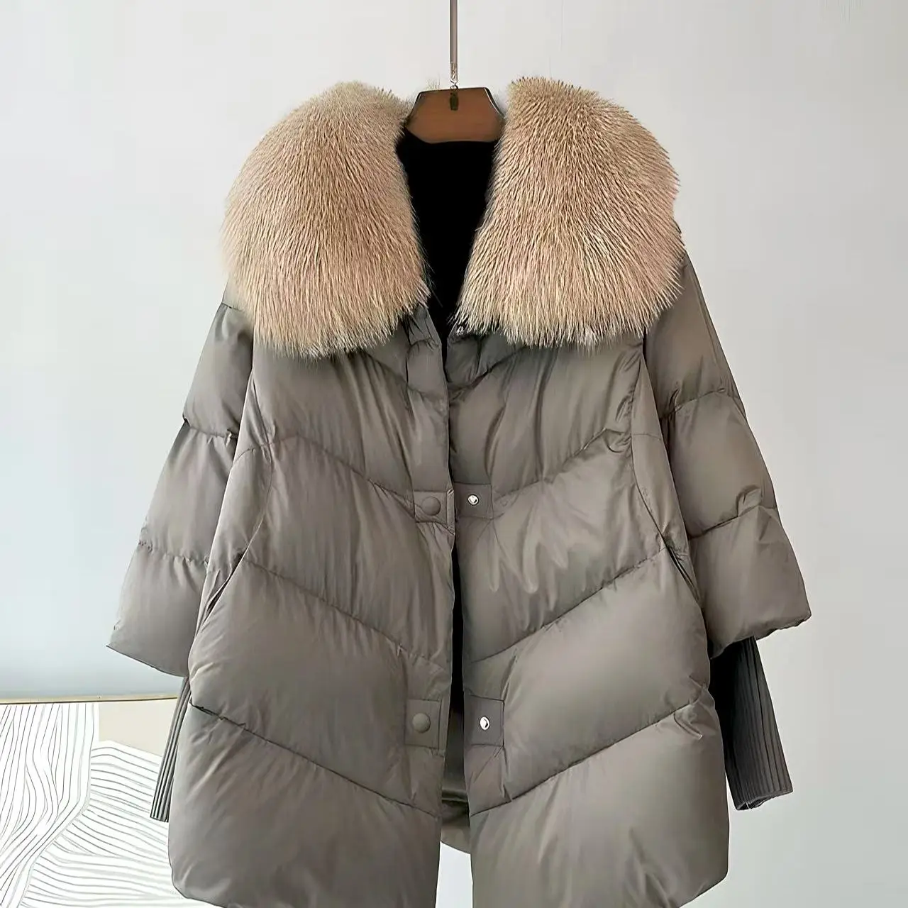 الخريف والشتاء المرأة أسفل سترة فضفاضة محبوك الربط وهمية الفراء أسفل سترة #2