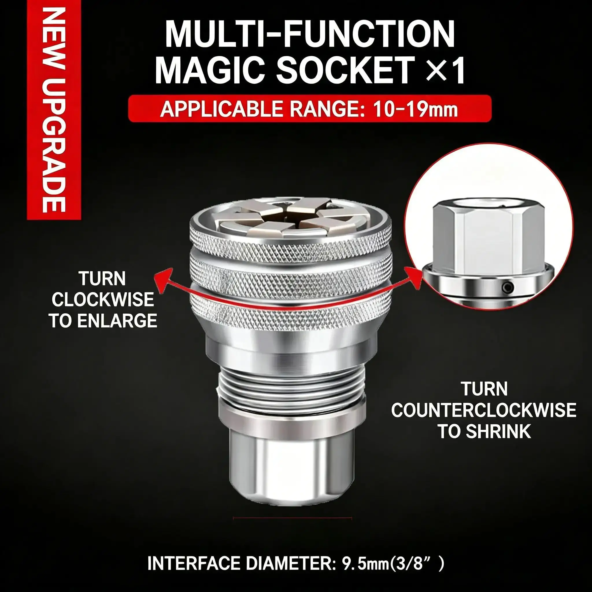 Multi-Function Universal Socket Wrench Adjustable Hand Tool for 3/8 Inch Drive Ratchet Torque Wrench Power Drill Adapter Universal Maintenance Repair Hardware Tool Practical DIY Gadget Men Fathers Day Gift view 6