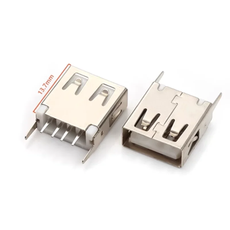 10Pcs USB Type A Female Socket 13.7mm  180 Degrees Vertical 4pins  USB Interface