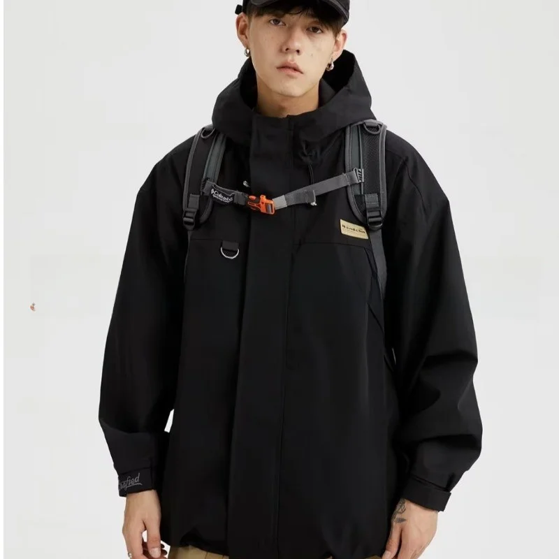 

Loose Fit Men's Jaet Spring Autumn New Sle plus Size Workwear American Sle Trendy Fce Lined Windproof Zipper Decorated