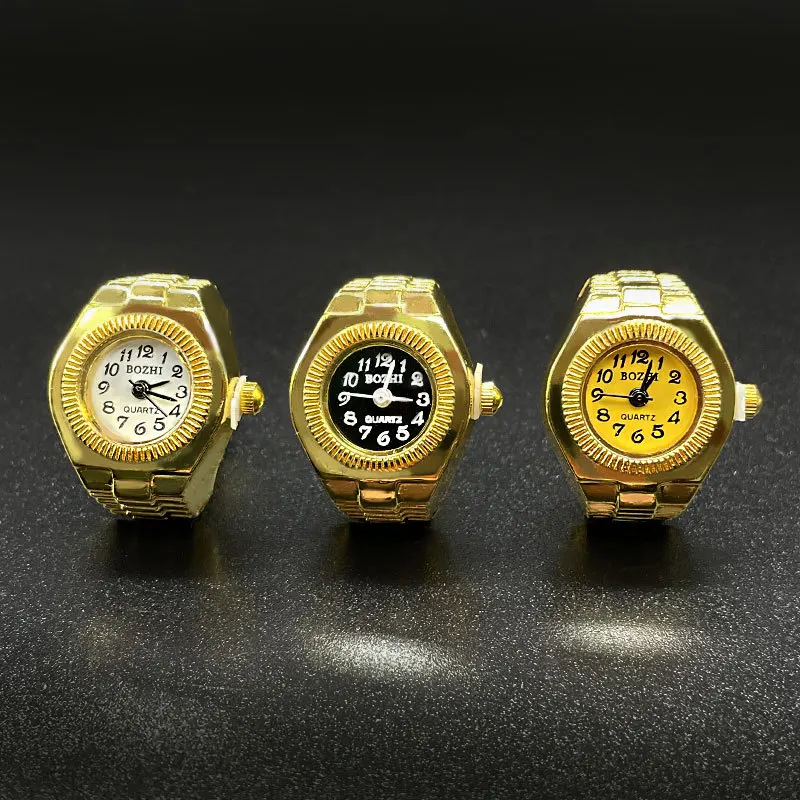 Square Finger Quartz Watch Mini Small Elastic Band  Alloy Watches Female Rings Jewelry Clock Men Women Classic Quartz Watch Ring