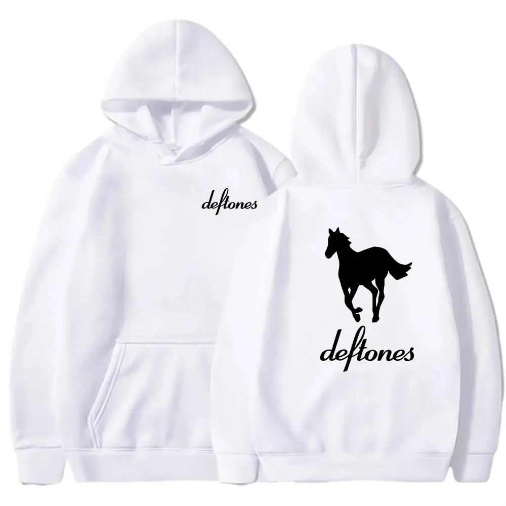 

Sudadera con capucha con estampado de caballo blancoDeftones tendencia de moda europea y americana top con capucha de mangalarga