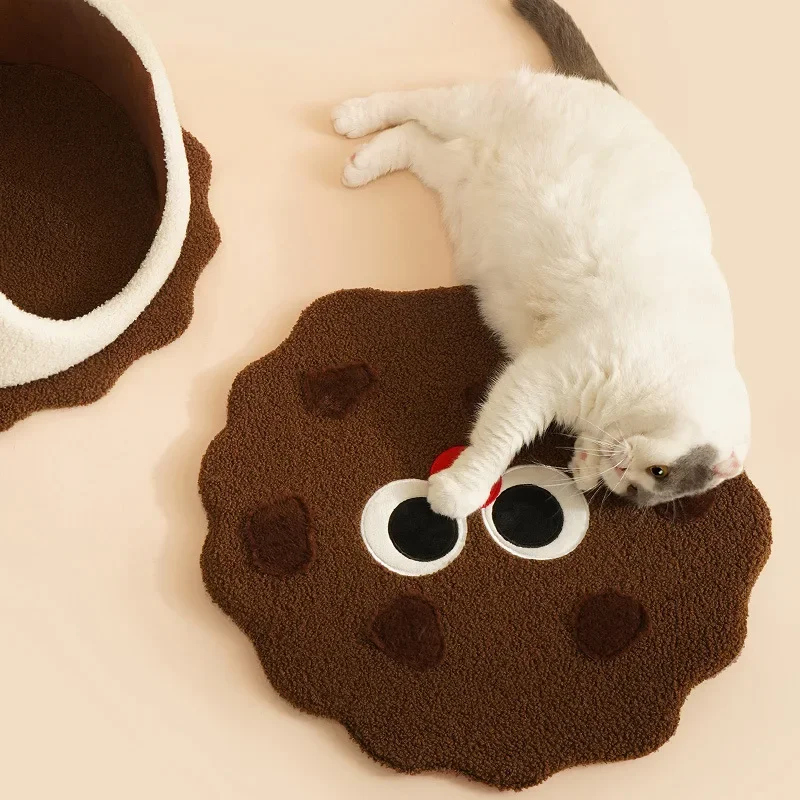 Pet Cat Nest Four Seasons Universal Semi Closed Package Cat House Chocolate Sandwich Cookie Shaped Cat's Nest Pet Supplies