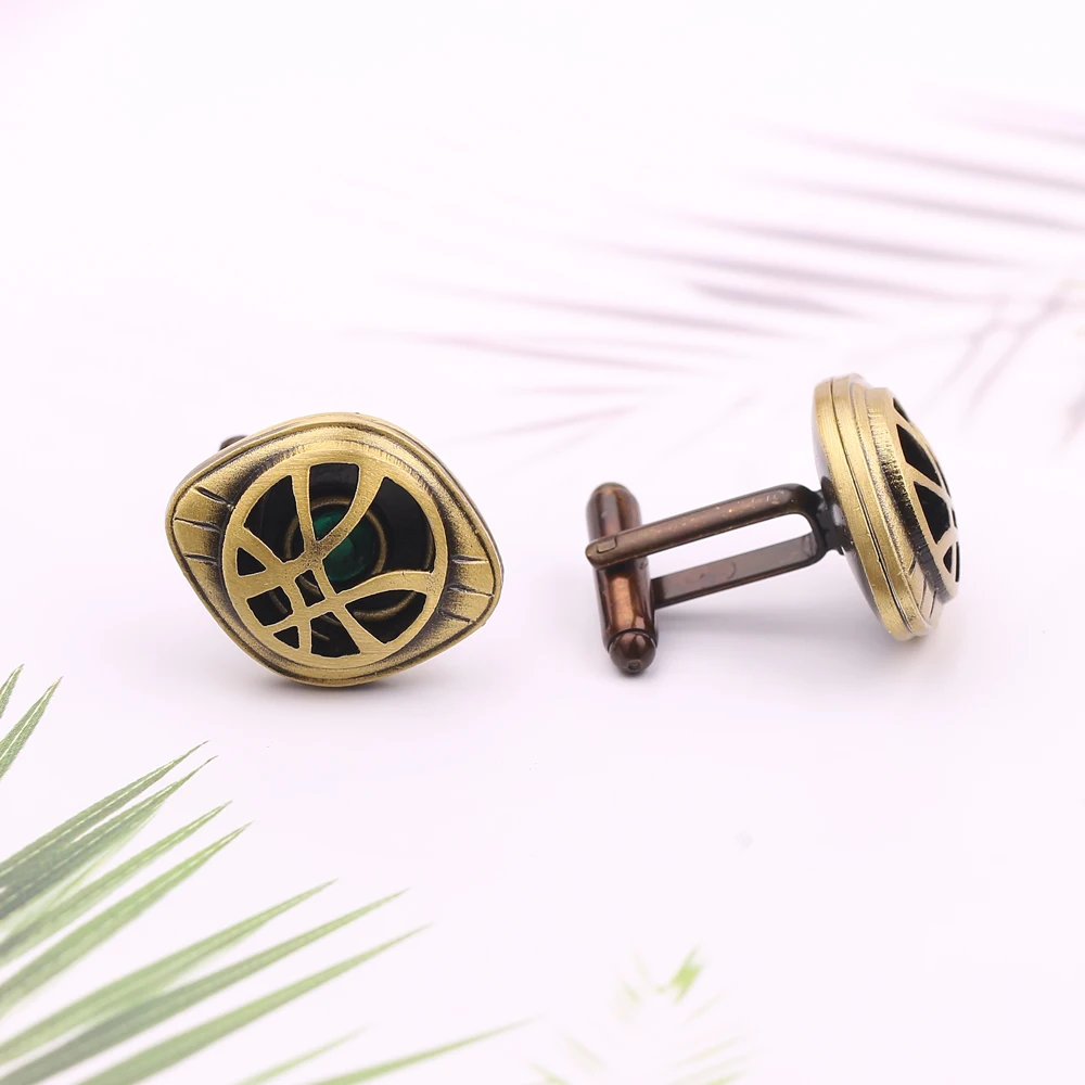 Marvel Superhero Figure Doctor Strange Peripheral Cufflinks Eye Of Agamotto Retro Style Metal Cuff Buttons Clothing Accessories