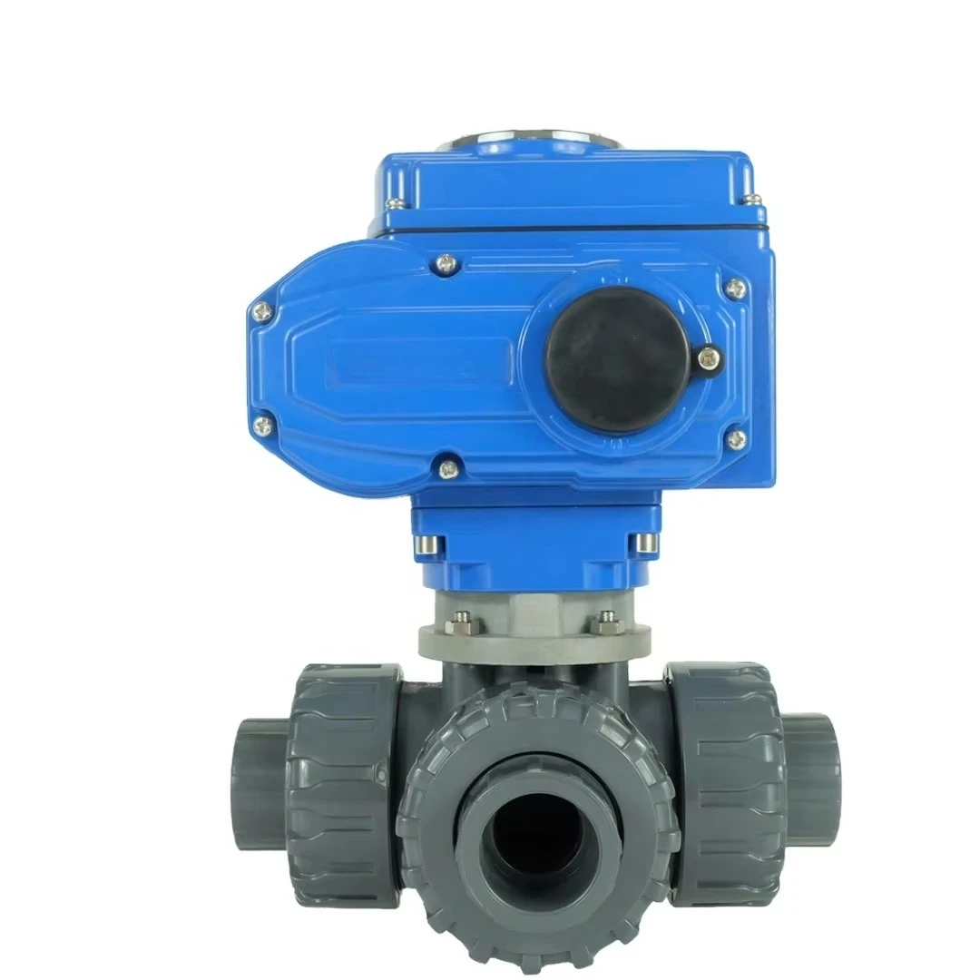

3 Way PVC Electric Ball Valve 220V T Port L Port 3 Way Plastic Electric Ball Valve Motorized PVC 3 Way Ball Valve