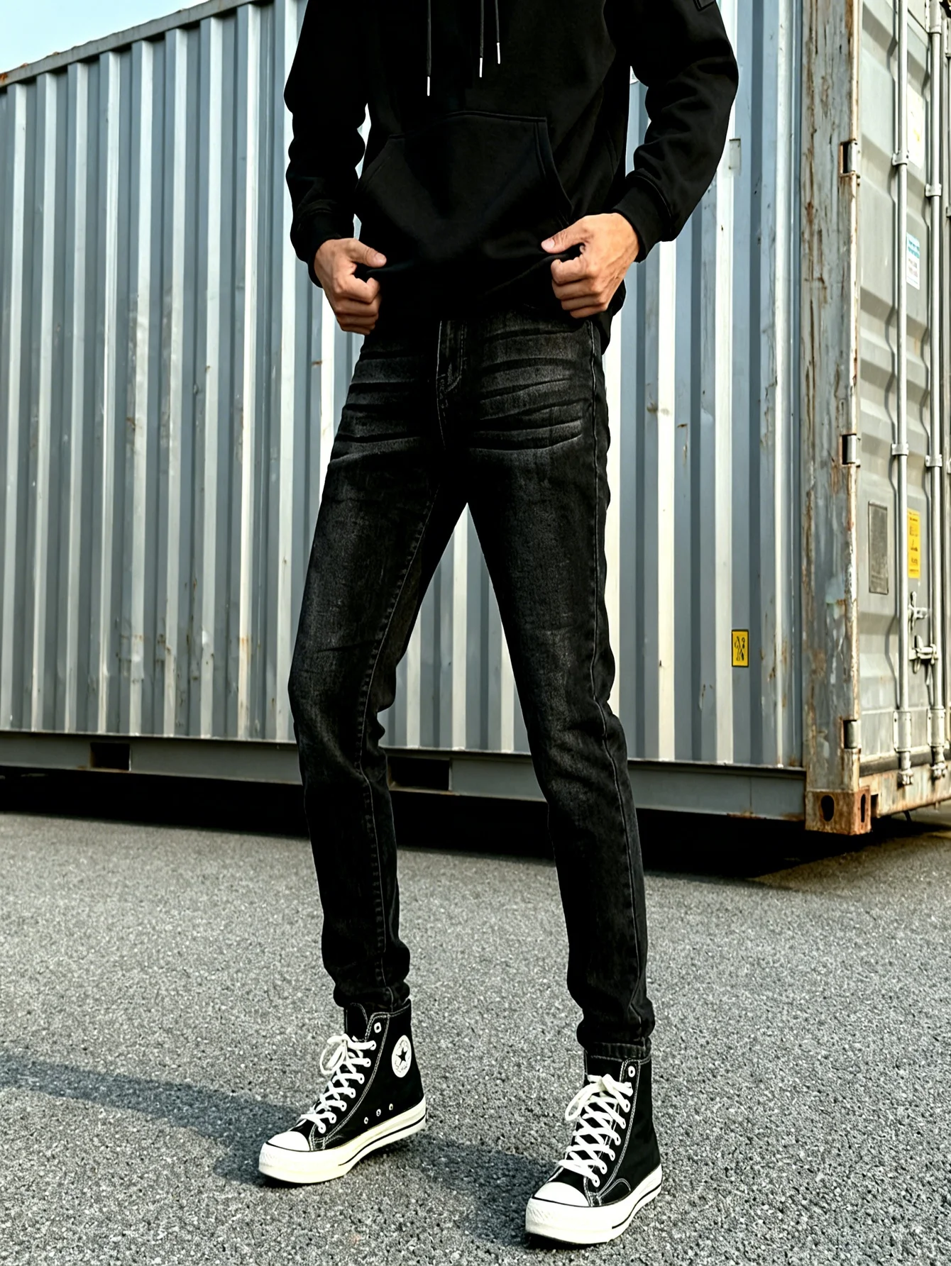 

Stylish Black Men's Jeans Pant For Man Original Y2K Drip Fashion Slim Denim No accessories or belts included