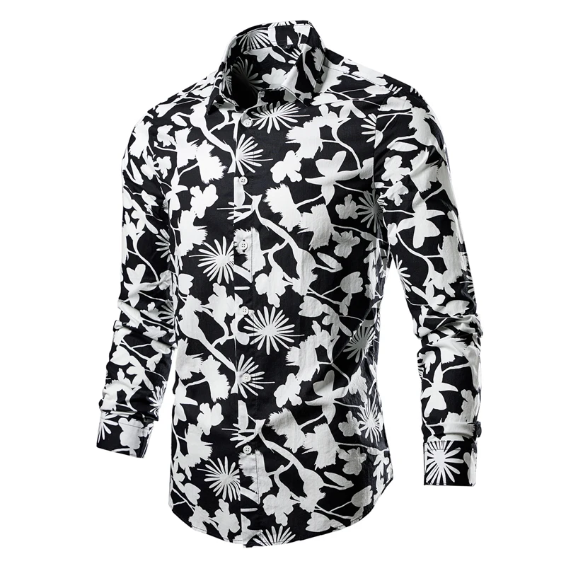 Chemise à manches longues en coton imprimé fleuri pour hommes, chemises décontractées pour hommes, coupe couvertes pour hommes, bureau, grande taille, nouvelle mode, offre spéciale