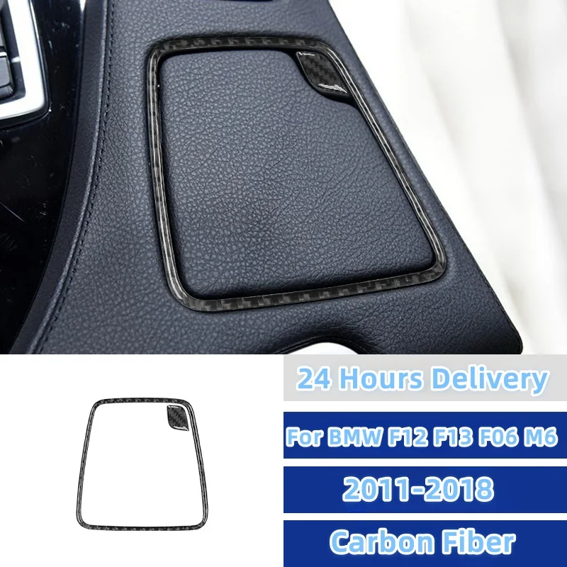 

For BMW F12 F13 F06 M6 6 Series 2011-18 M Sport Accessories Carbon Fiber Car Interior Water Cup Holder Frame Cover Trim Stickers