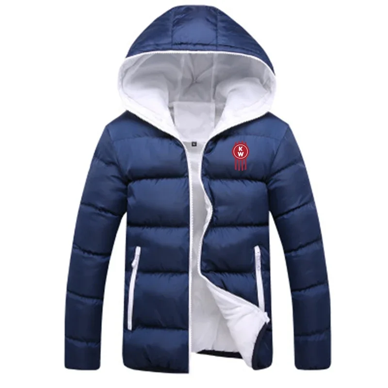 Veste zippée en duvet pour hommes, logo Kenworth imprimé, sur mesure, document solide, cardigan chaud, sweat à capuche épais, streetwear décontracté pour hommes, nouveau, 2024