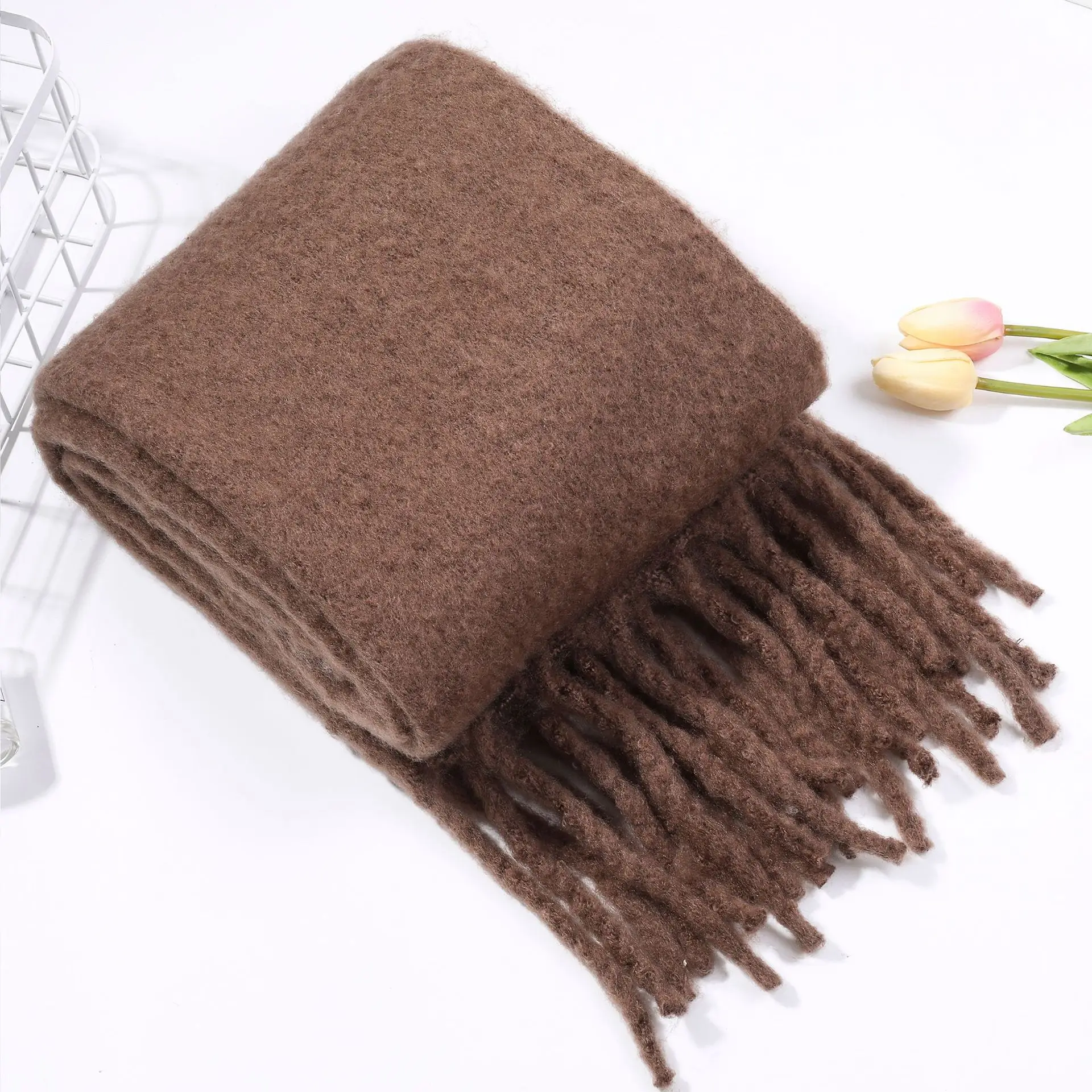 Designer Marke frauen Winter Schal Damen Soild Farbe Kaschmir Warme Tücher und Wraps Lange Quasten Pashmina Decke Schals