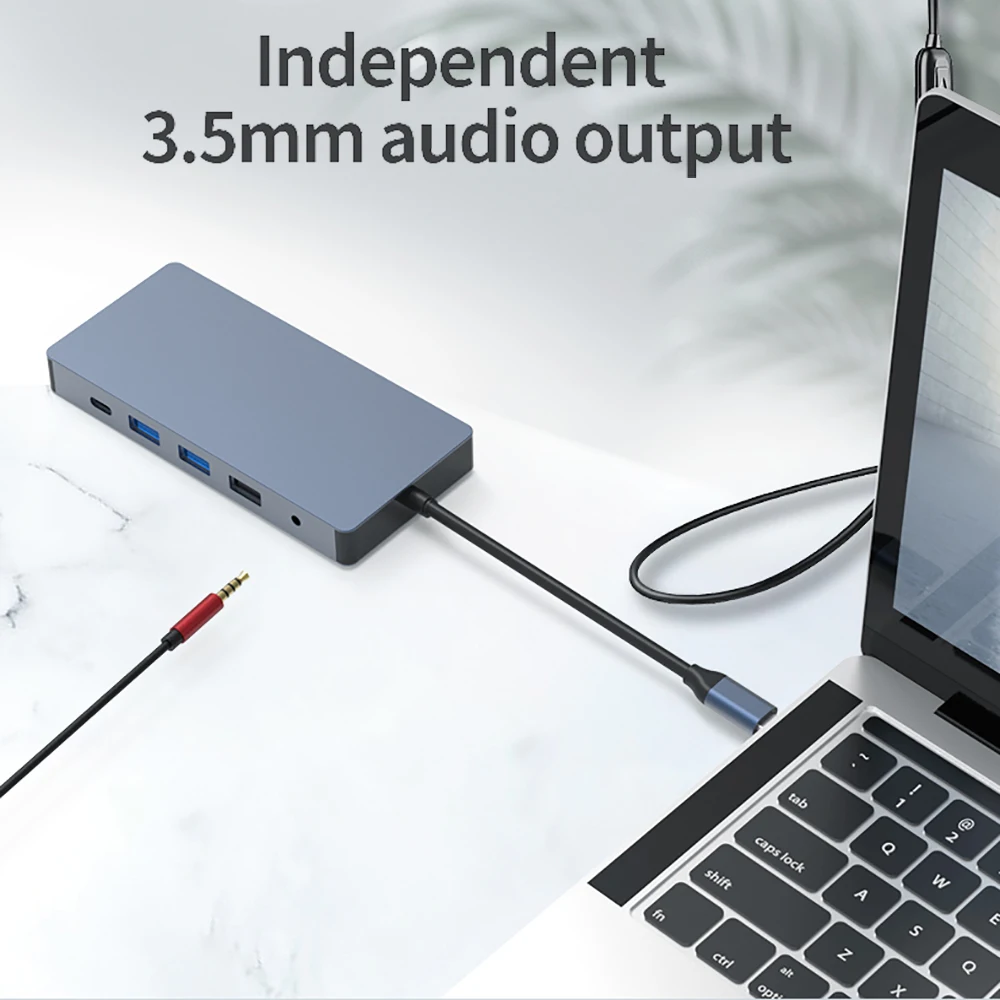 محطة إرساء USB C ، محور HDMI مزدوج ، 4K ، 60Hz ، نوع C إلى 1000M ، RJ45 ، PD 100W ، USB 3.0 ، محول للكمبيوتر المحمول ، ماك بوك اير برو