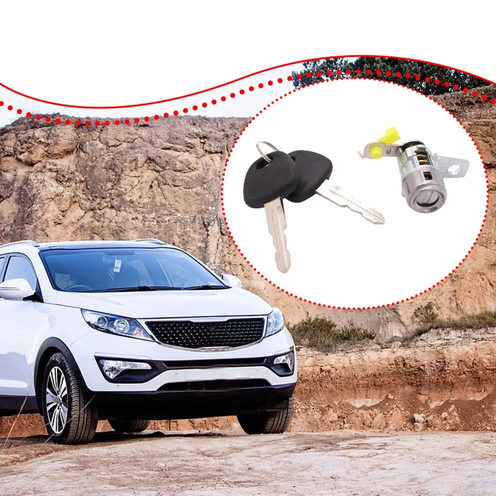 Auto Door Lock Cylinder Repair Kit Metal Left Driver Side Accessory with 2 Keys for Hyundai Accent 2005 to 2011 Replace Parts