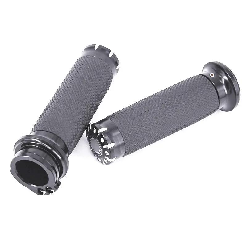 Pair Motorcycle CNC Aluminum Hand Grips Black 1