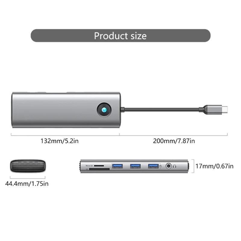 محطة إرساء محول USB C 10 في 1 مع شحن فيديو VGA RJ45 PD100W، منافذ USB 3.0x3 بسرعة 5 جيجابت في الثانية لنقل البيانات بسرعة