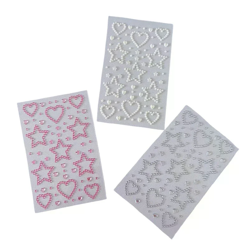 3D Star Heart Crystal Stickers Kids DIY Decoration Self Adhesive Jewelry Crafts Sparkly Rhinestone Stickers Girls Gifts