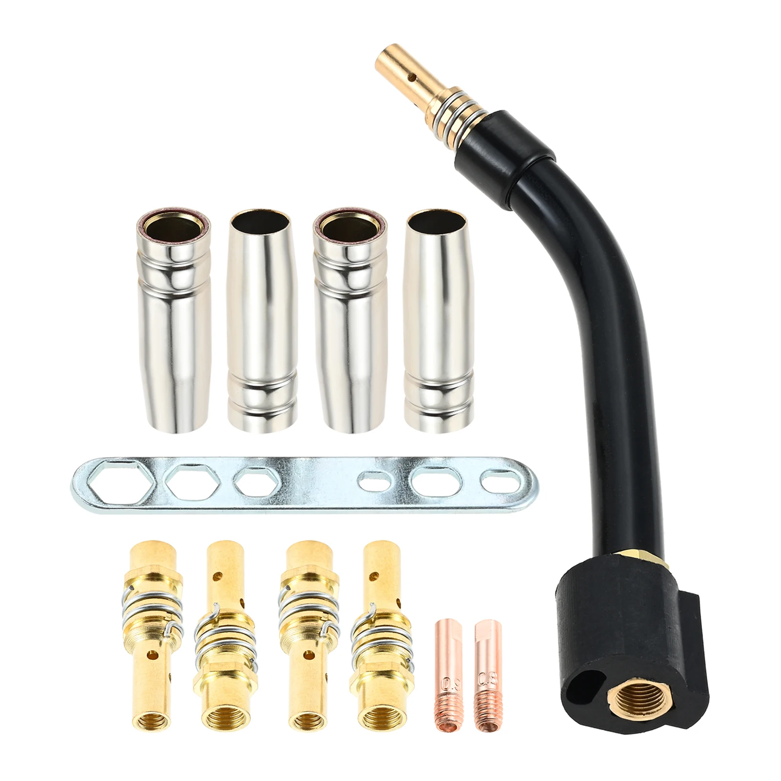 

30 шт./компл. комплект сварочных деталей с соплами контактного наконечника M6 0,8/0,9 мм, диффузоры, держатели горелок MIG для MB15 15AK, простота установки