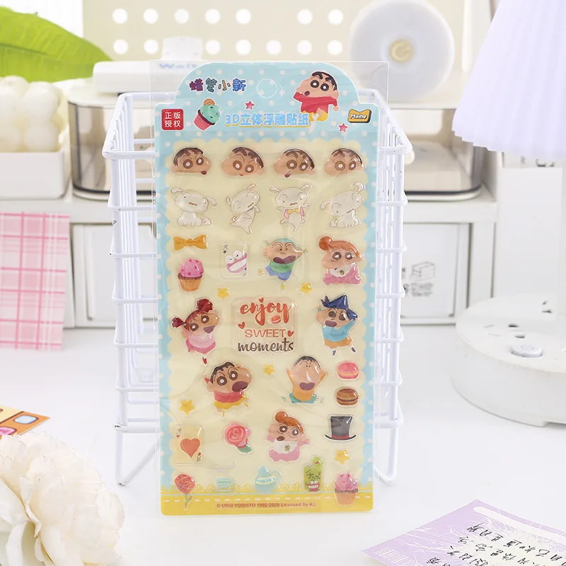 Stiker Relief Kartun Crayon Shin-chan Lucu 3D Resin Casting Dekorasi Stiker DIY Casing Ponsel Notebook Ornamen Hadiah Mainan