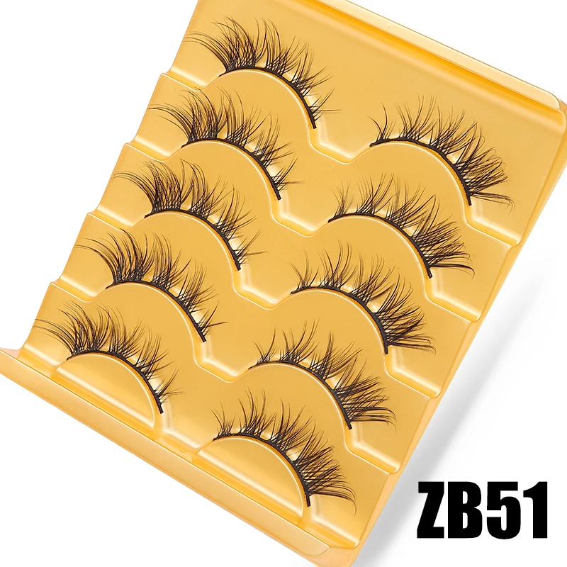5 Paar transparente Flügelwimpern aus Kunstnerz, flauschige falsche Wimpern, koreanische natürliche Wimpern, Make-up-Wimpernstränge – Detail 9