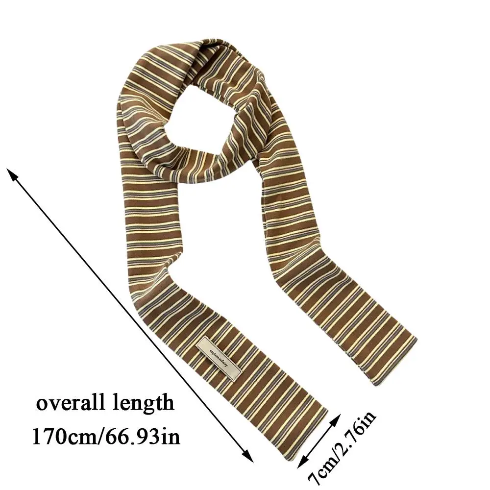 Y2K الأزرق الأبيض وشاح مخطط المألوف طويل ضيق الأوشحة الزخرفية Harajuku ريترو قطاع وشاح الرقبة 100% القطن وشاح دافئ