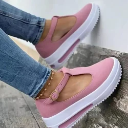 Women Shoes 2024 Fashion Increase Casual Platform Shoes Women Round Toe Loafers Women Buckle Wedge Shoes Zapatillas Mujer