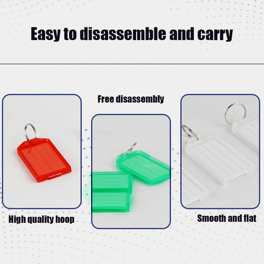 30pcs Heavy Duty Office Multifunction Pets Plastic Lightweight Name Card Luggage Home Portable Key Tag With Label Split Ring