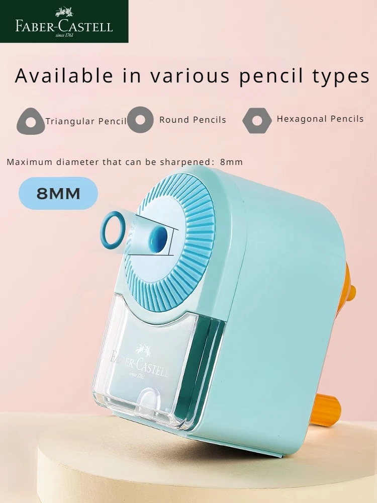 FABER－CASTELL Manual Hand Crank Pencil Sharpener Sharpen 8mm in diameter Candy Colors for Kids,Artists,Students,and Office