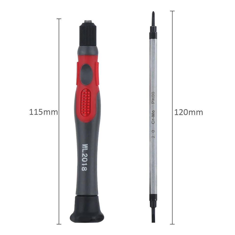 2 in 1 Slotted and Phillips Screwdriver Bit with Anti-slip Handle, 2.0 Flat Head PH00 Cross Screwdriver for Electricians Repair