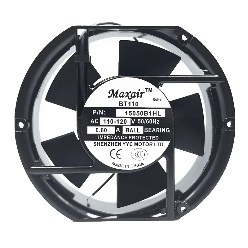 172*172*51MM Maxair BT15050B1HL 17251 110v 0.60A AC Cooling Fan 17.2cm Cabinet