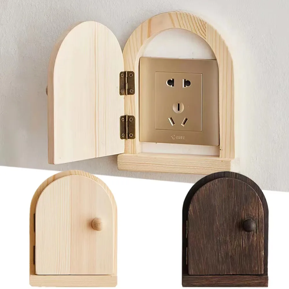 Wooden Switch Protective Cover Pasted Household Socket Decorative Frame Wall Mounted Button Box Shock Proof Case Living Room