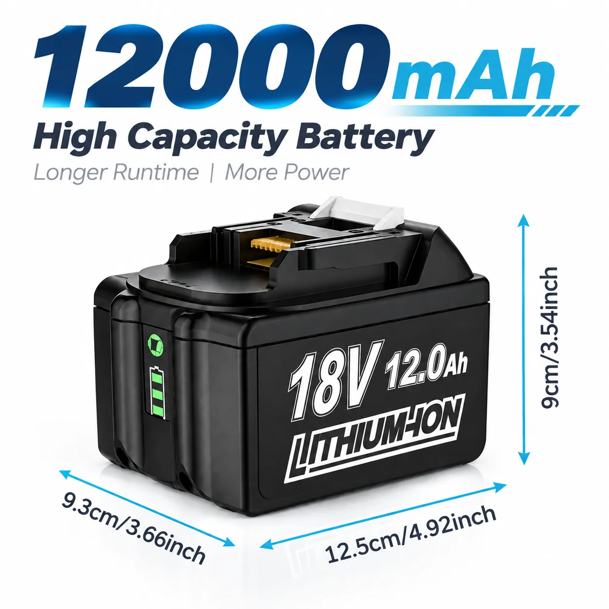 Image of 1/4PACK 12,0Ah Ersatzakku für Ma-kita 18V Lithium-Ionen-Akku, kompatibel mit 18-Volt-Akkus BL1890B BL1860B BL1850B BL1840B BL1830B BL1815, mit LED-Anzeige