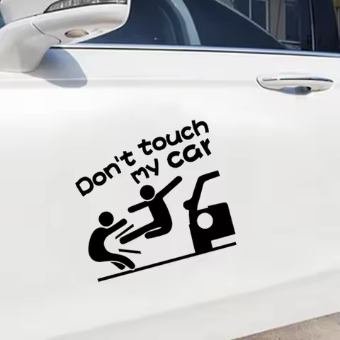 BLKUOPAR Don T Touch My Car Interesting Car Stickers Skateboard Trunk Rearview Mirror Sunscreen Decal Caravan Windshield Decor