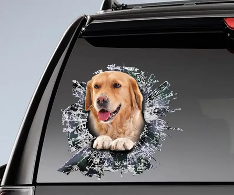 Golden Retriever window sticker, car sticker, Golden Retriever car decal