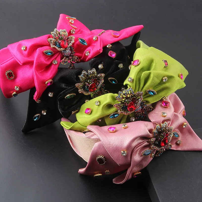 New Fashion Baroque Bow With Rhinestones Geometric Female Prom Catwalk Street Shooting Hair Accessories Headdress 858