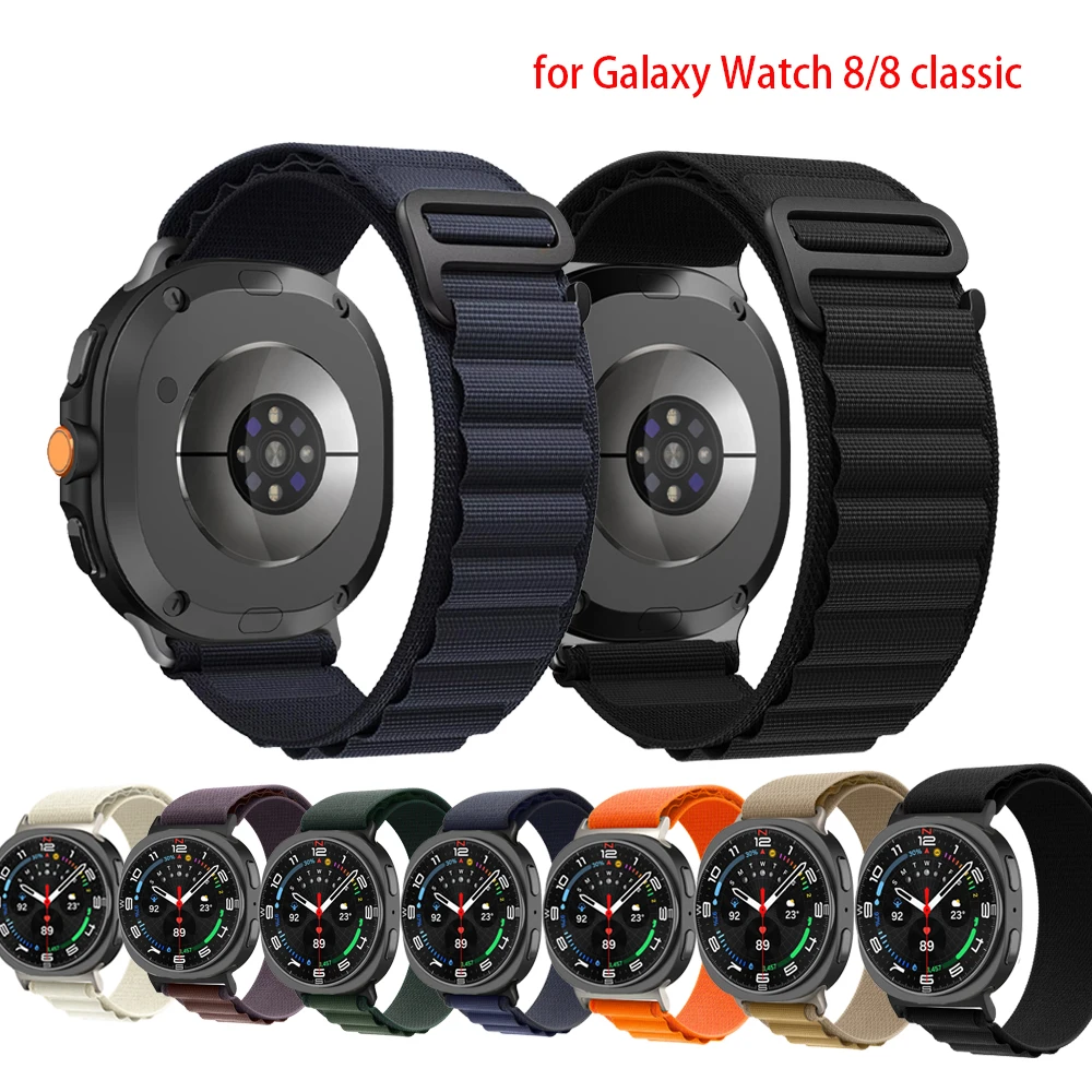 Pulseira de Nylon de 46mm para Samsung Galaxy Watch 8 40mm 44mm, Correia para Galaxy Watch 8 Classic